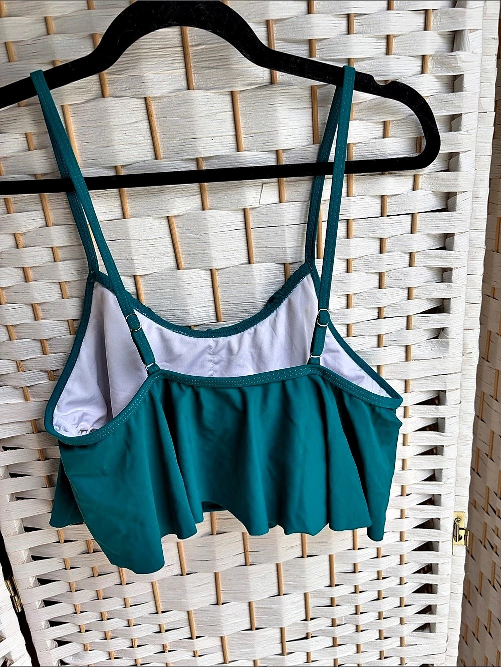 Teal Blue Ruffle Bikini Top - Picture 2 of 4